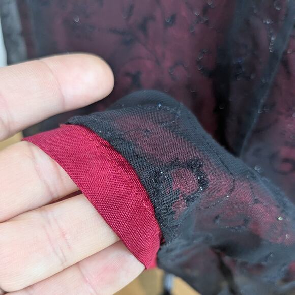 Vintage Betsy Adam Prom Dress Maxi Gown 14 Red Black Goth Y2K Whimsigoth 90s - Picture 11 of 14